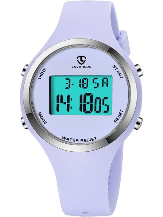 Women All Light Purple Quartz Chronograph Waterproof Outdoor Sport Digital Watch